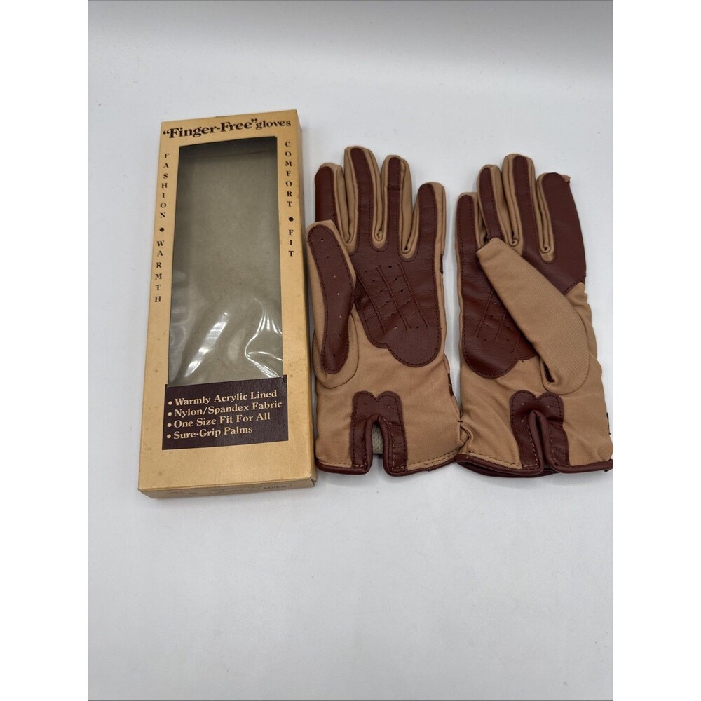 Vintage Finger Free Driving Gloves NOS Acrylic Lined Taiwan Ladies Stretch